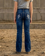 Girls Western Basic Jeans with Dark Wash.ATWGJ-6
