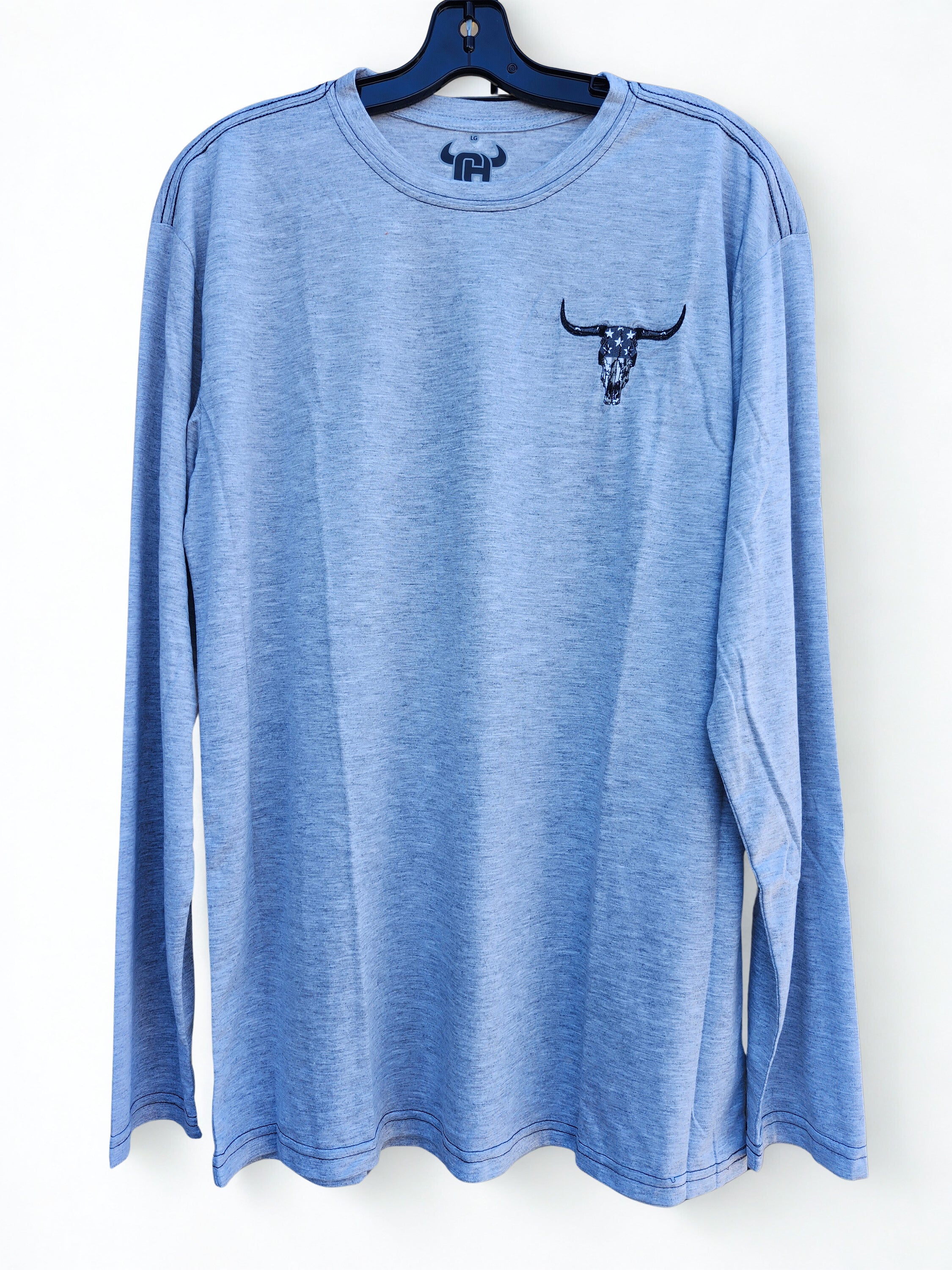 Flag Skull Premium L/S Tee - Grey - Mens