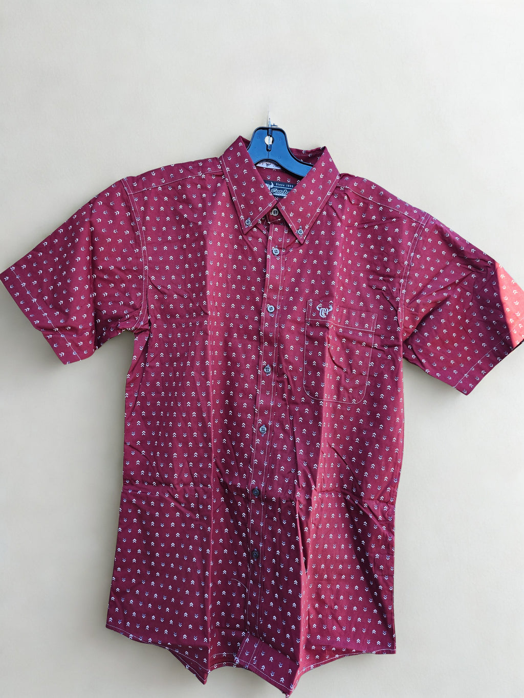 Men's Burgandy s/s button up