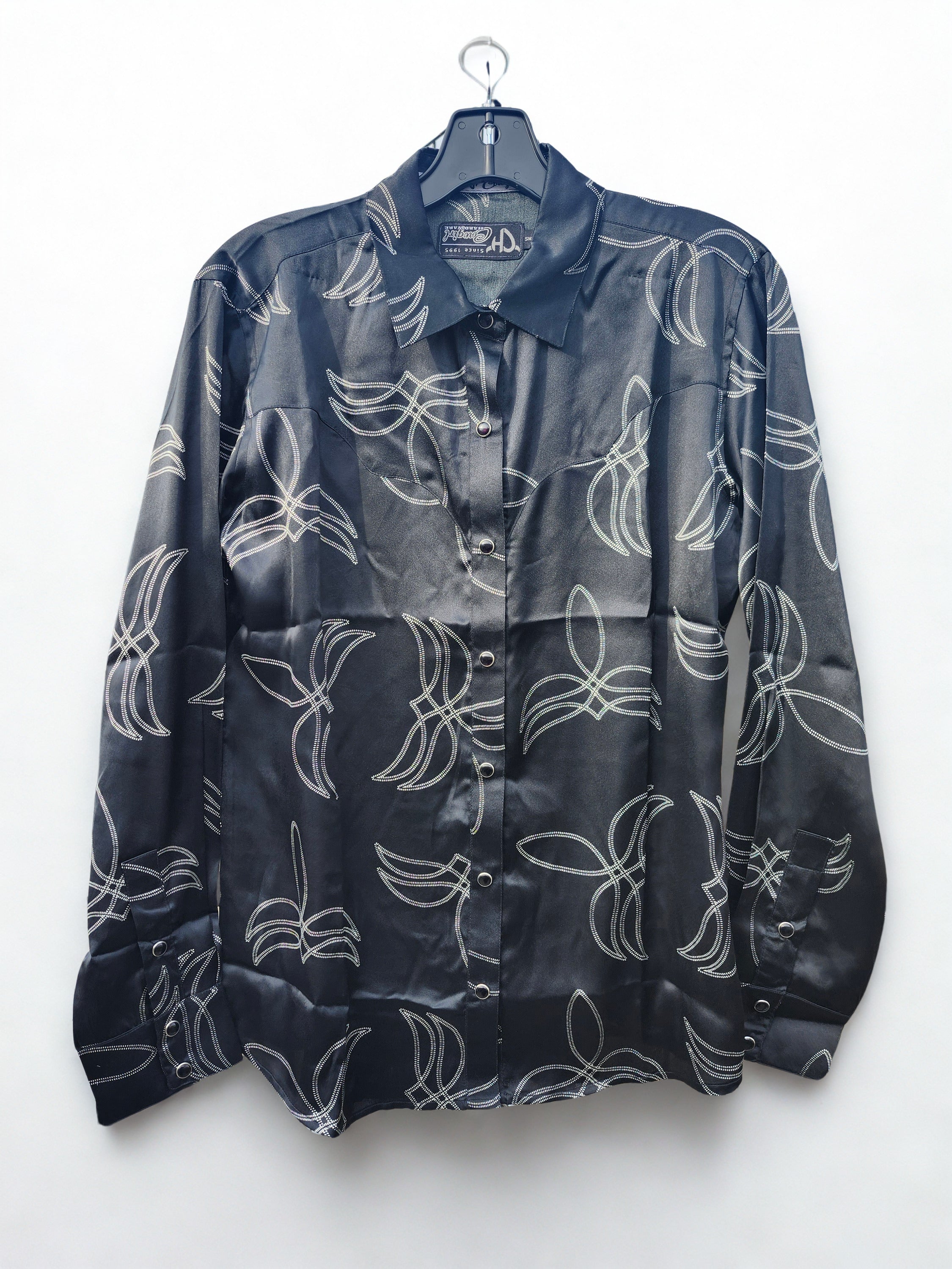 Boot Stitch L/S Print, Black/ White