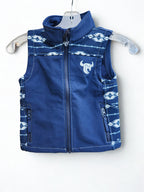 INF/TOD Tonal Aztec Accent Poly Shell Vest - Navy