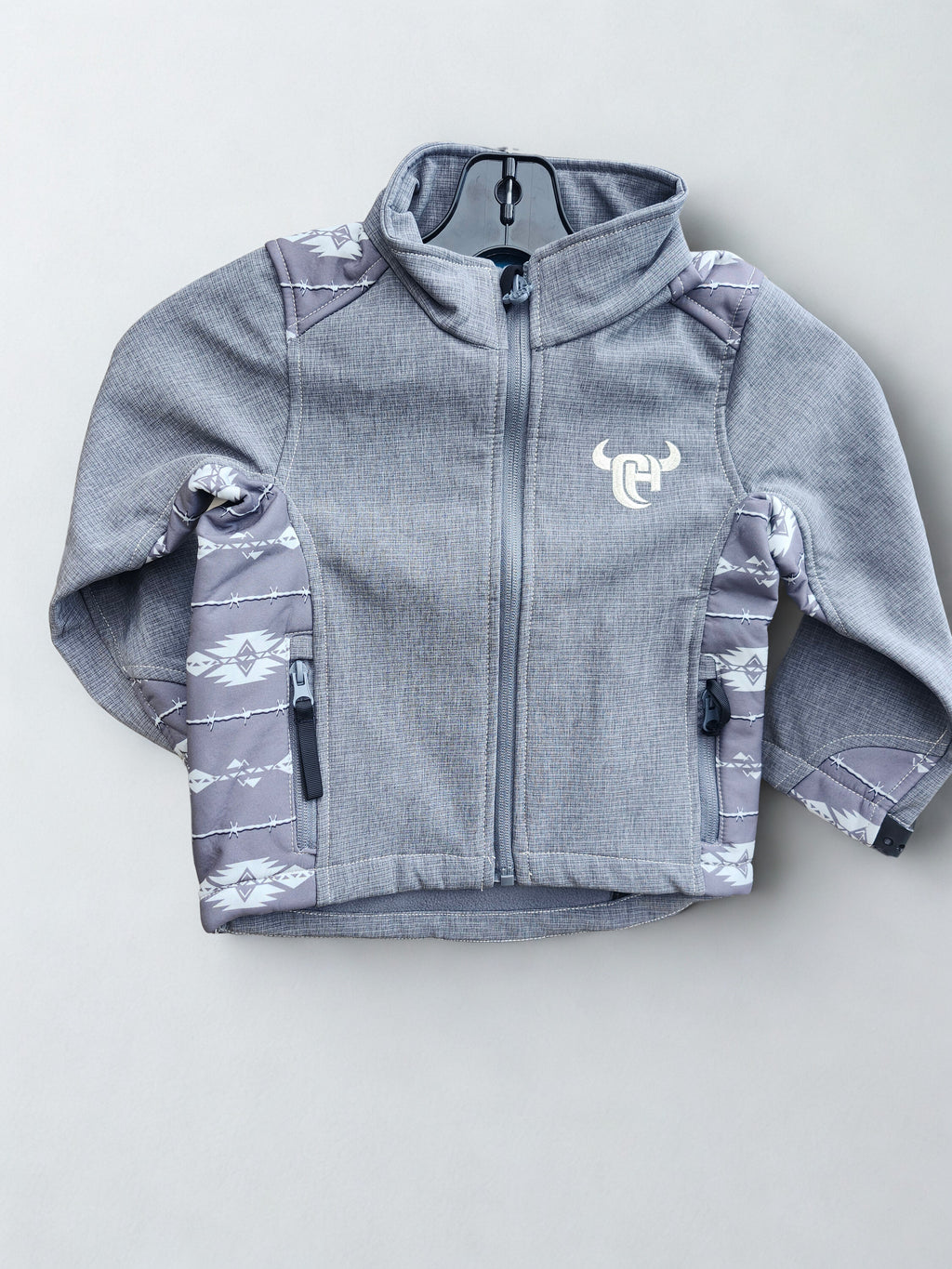 INF/TOD Tonal Aztec Accent Poly Shell Jacket - Grey