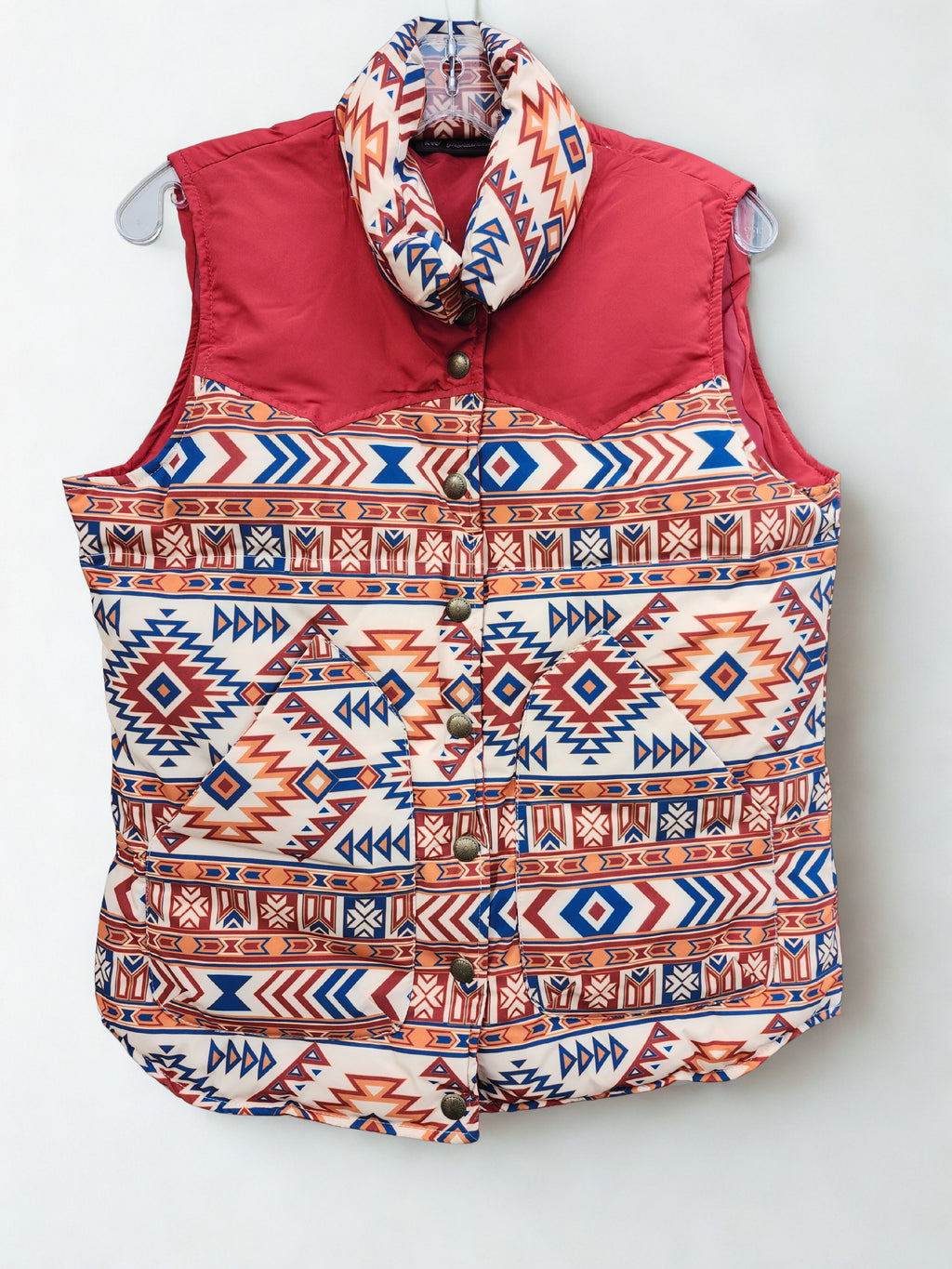 Red Aztec Two Tone Polyfill Vest