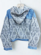Denim with Aztec fashion jacket with hood