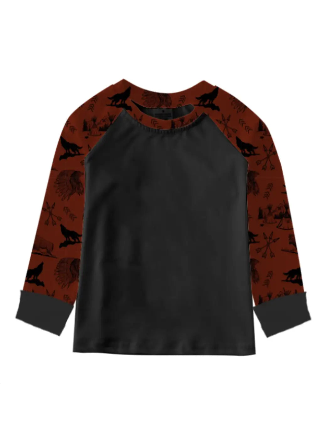 Boys Maroon Indian Print LS Tee