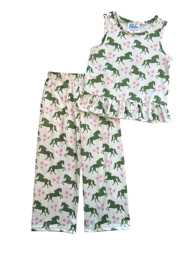 2PC Green & Pink Horse Set