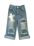 Rearing Horse Denim Capris