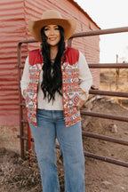 Ladies Poly Fill Vest in Two Tone Aztec Color Combinations - With Western Yokes.L-25603